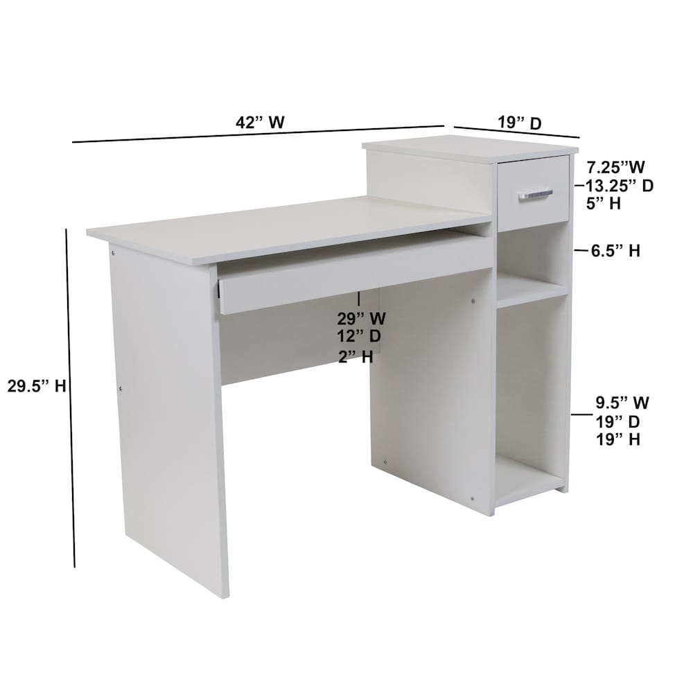Bureau blanc avec étagères