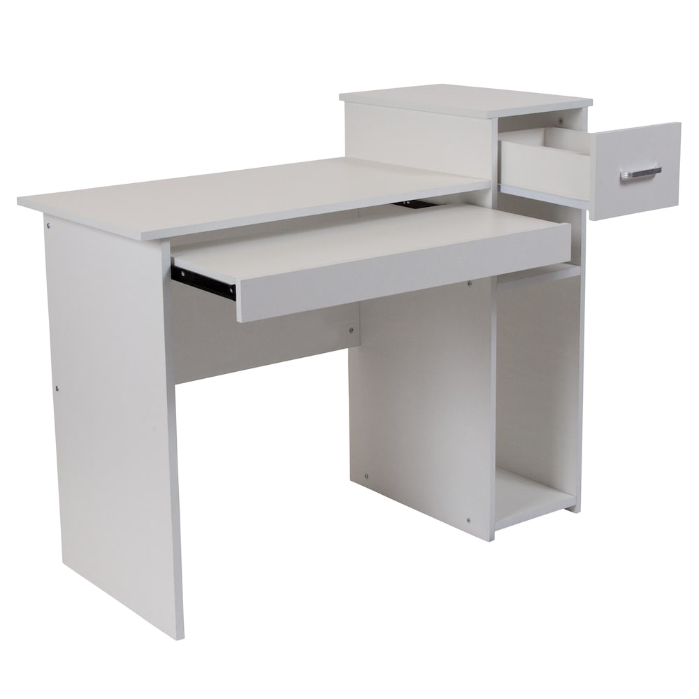 Bureau blanc avec étagères