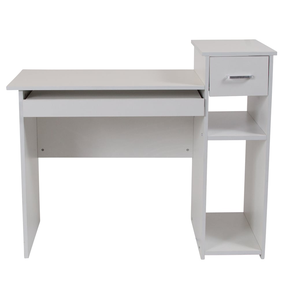 Bureau blanc avec étagères