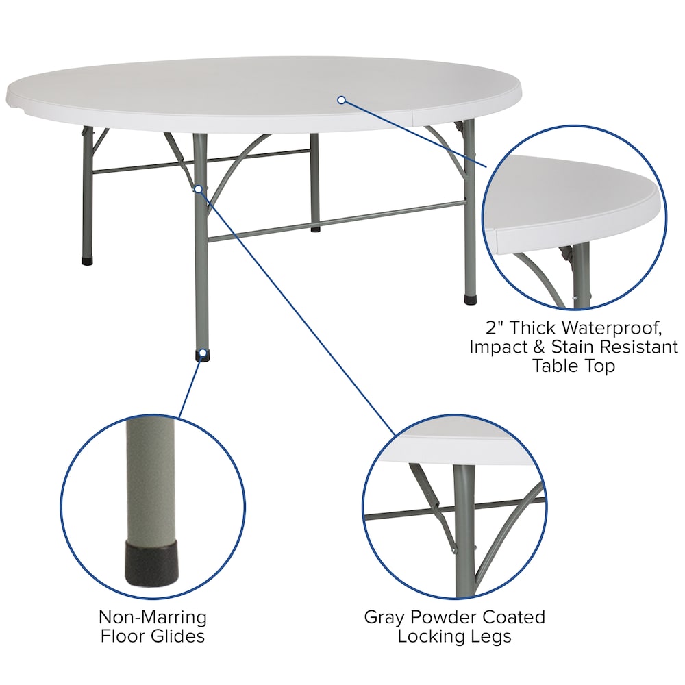 72RD White Bi-Fold Table