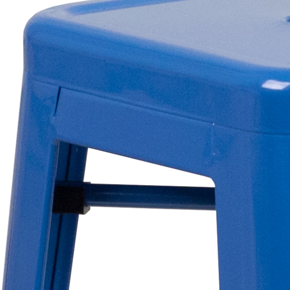 30" Blue No Back Metal Stool