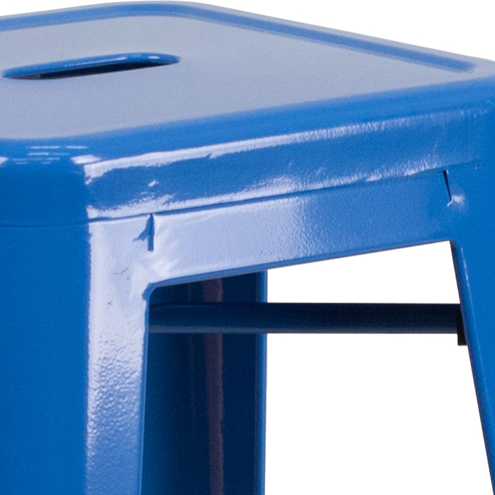 30" Blue No Back Metal Stool