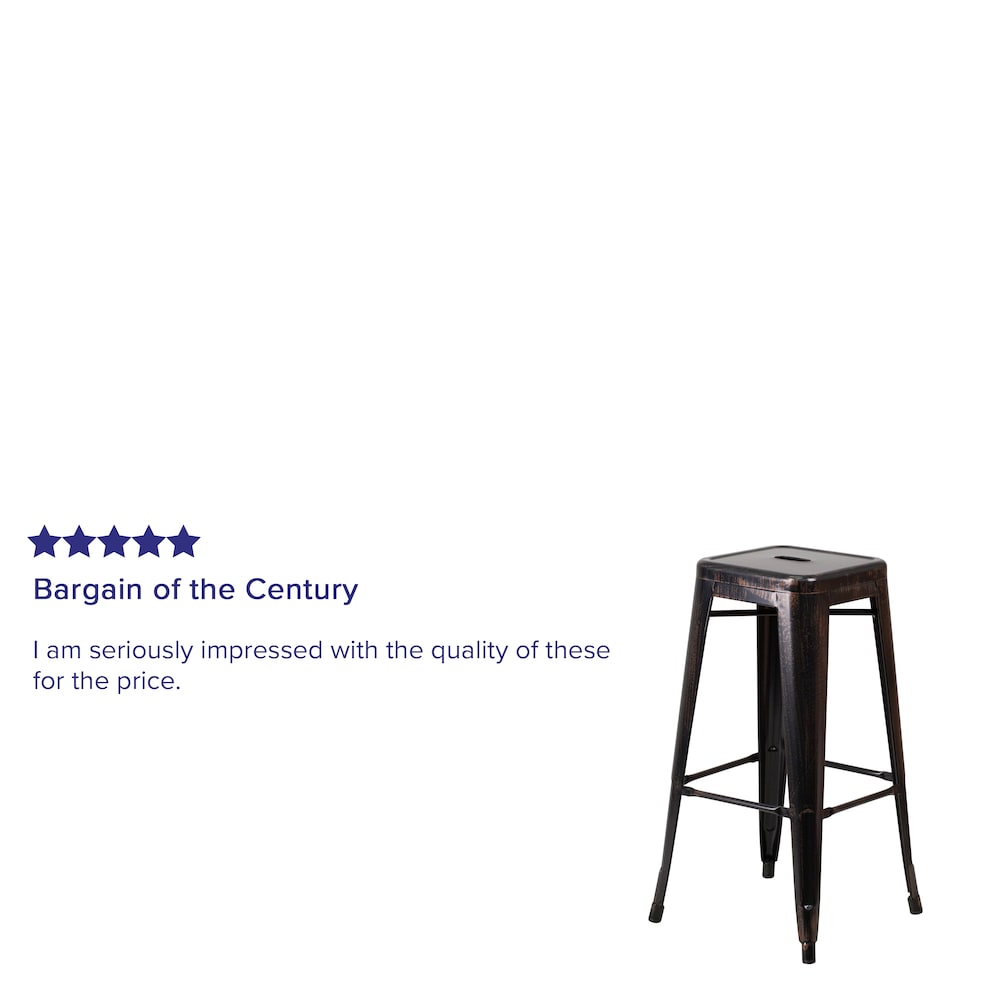 30" Black No Back Metal Stool