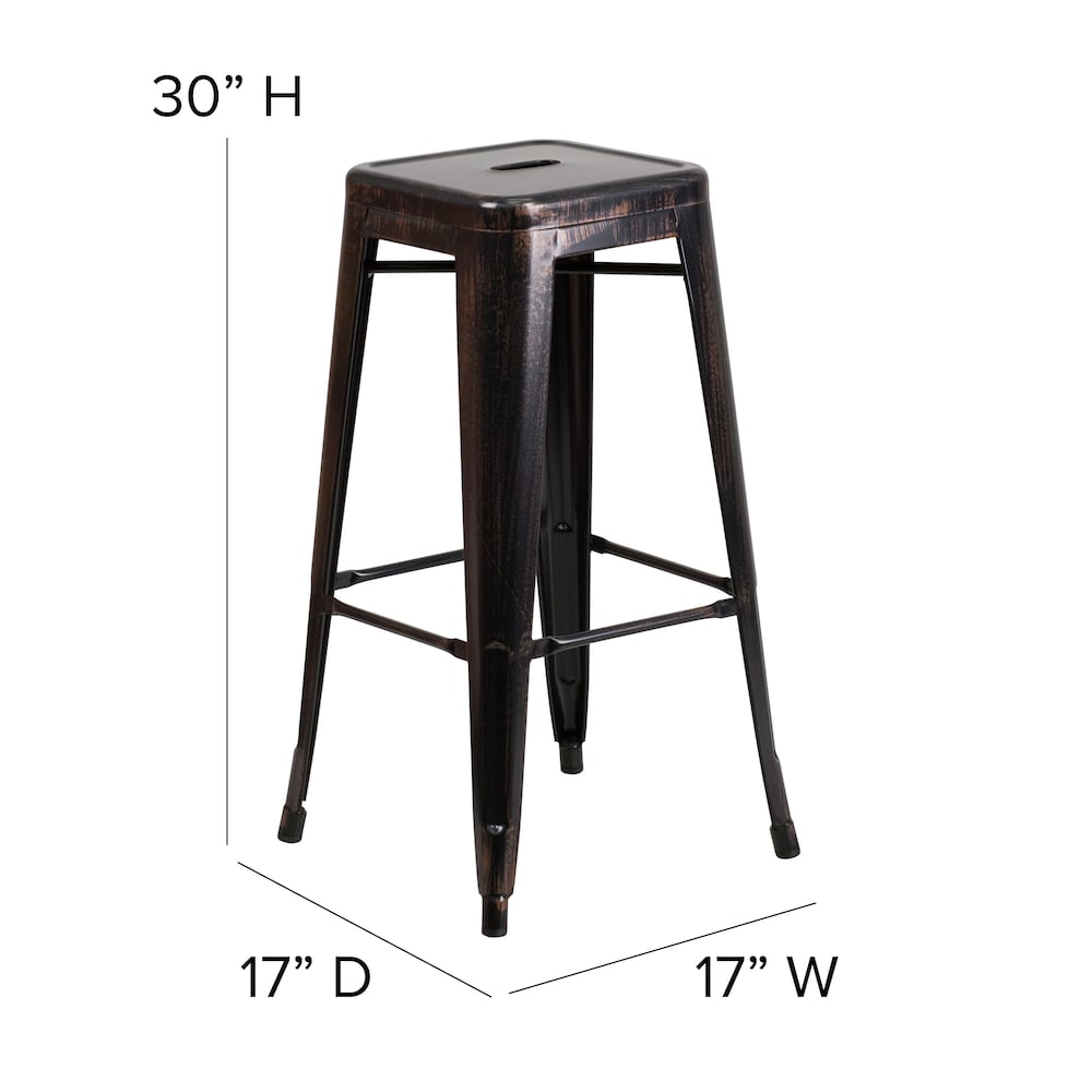 30" Black No Back Metal Stool