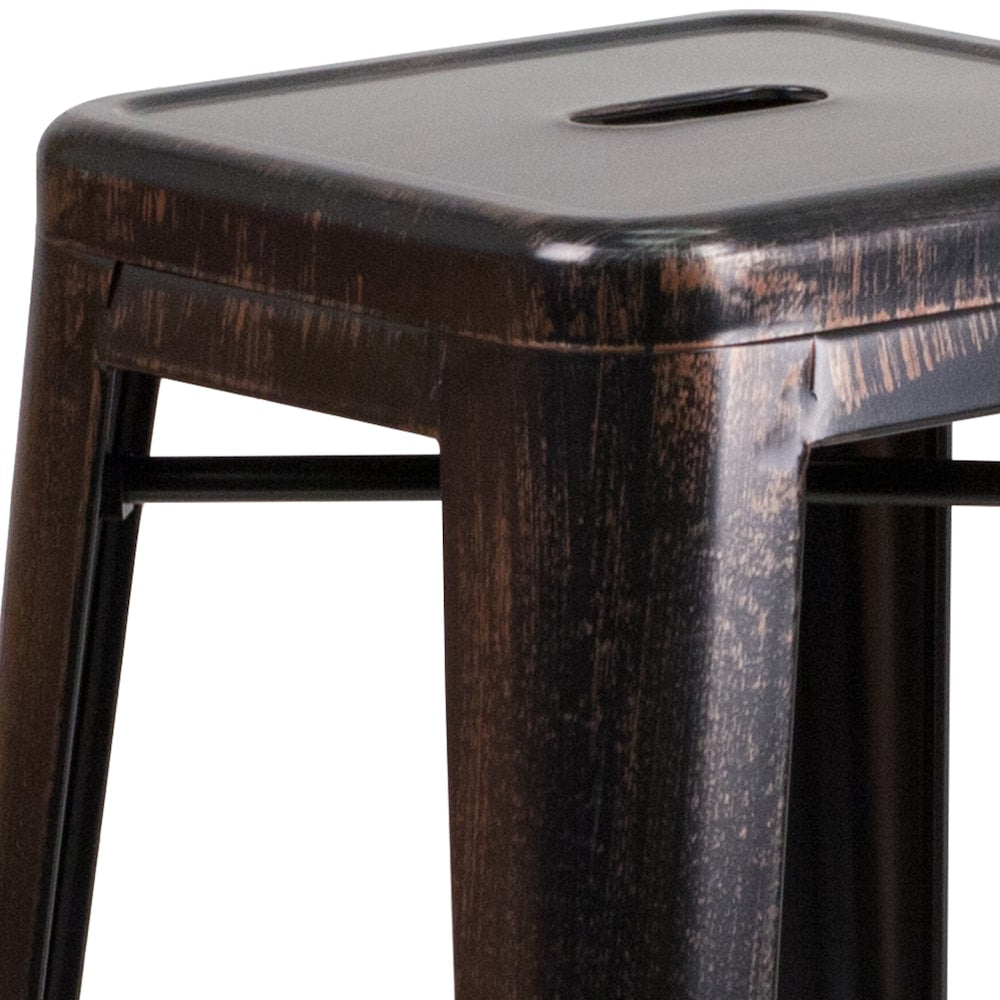 30" Black No Back Metal Stool