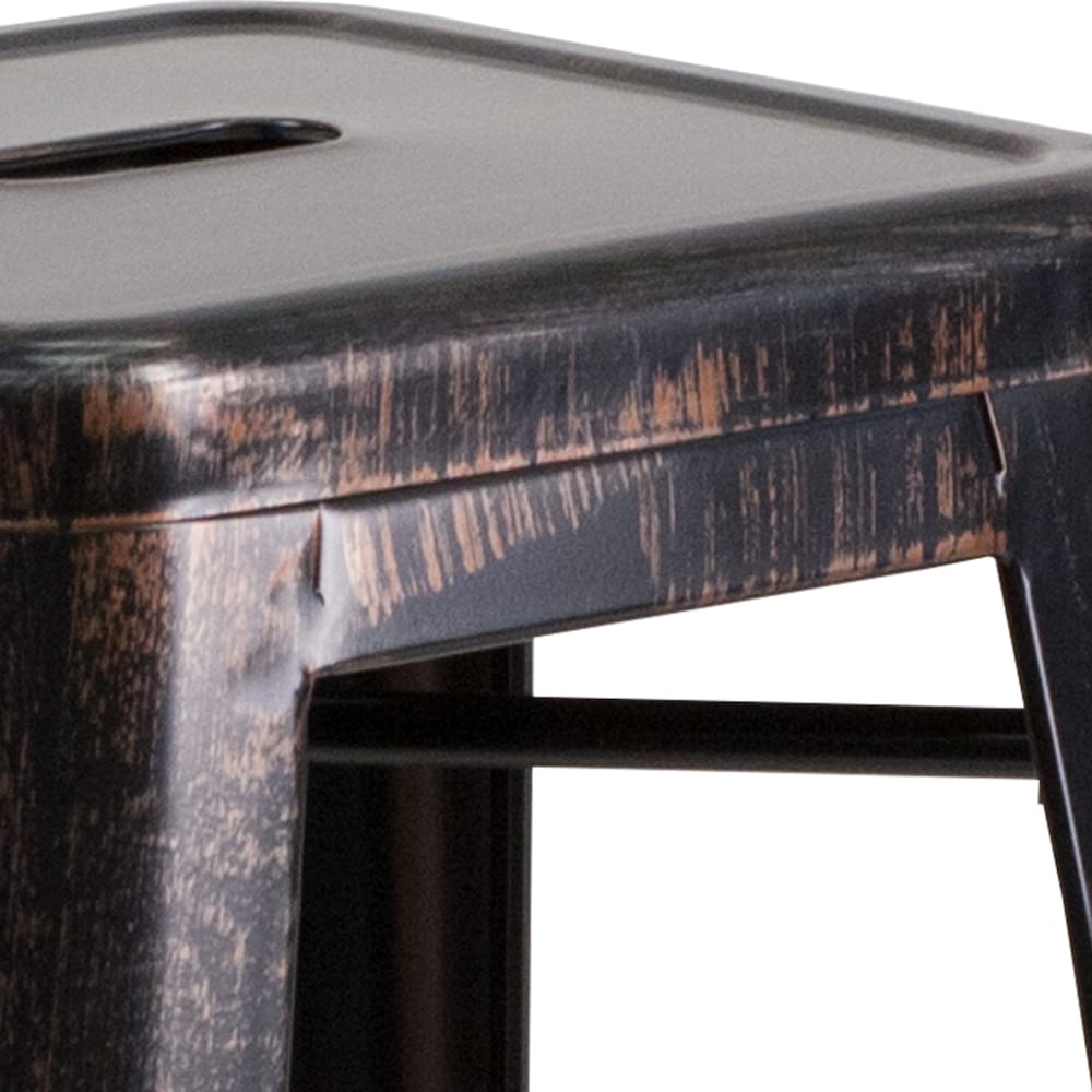 30" Black No Back Metal Stool