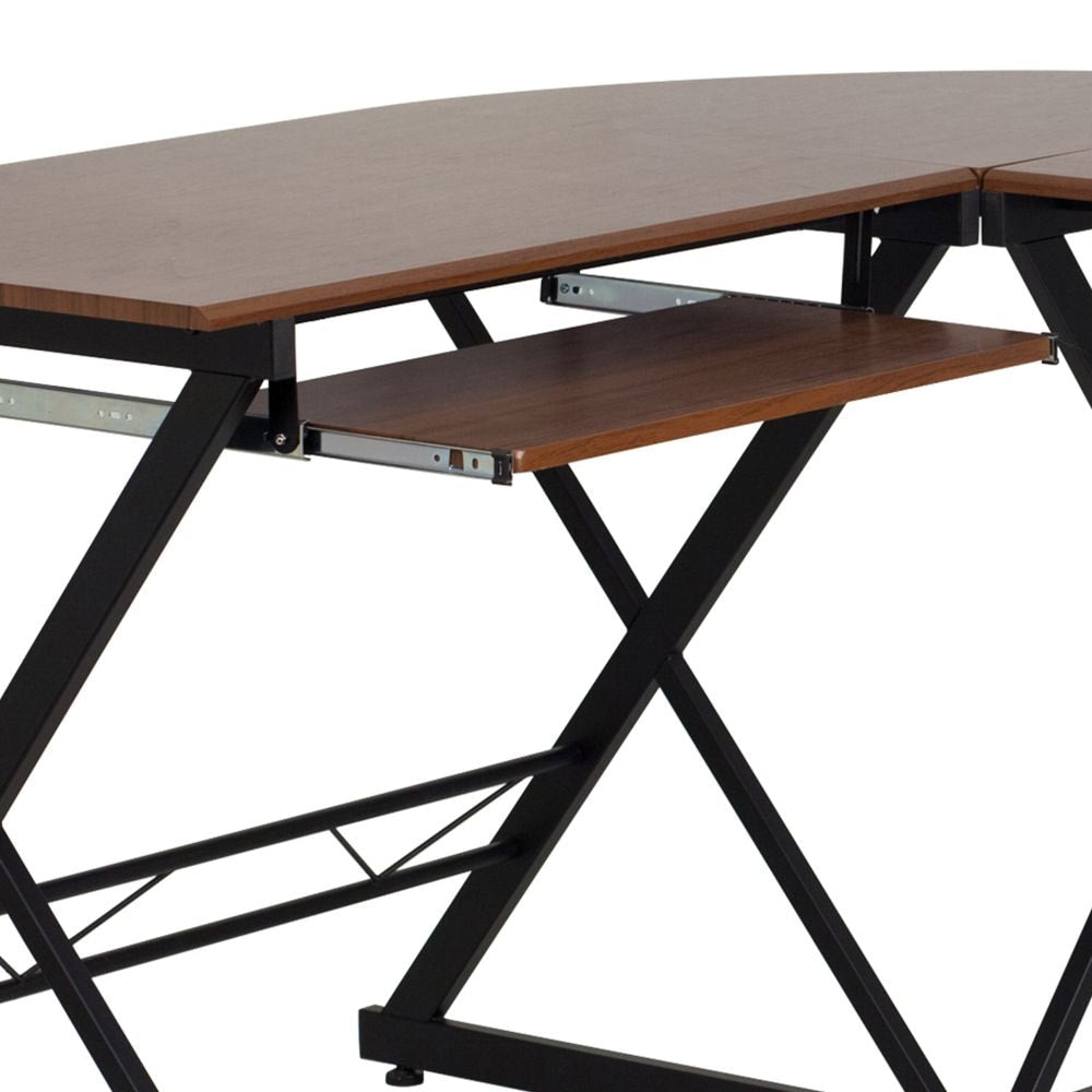 Bureau à clavier en L en bois de teck