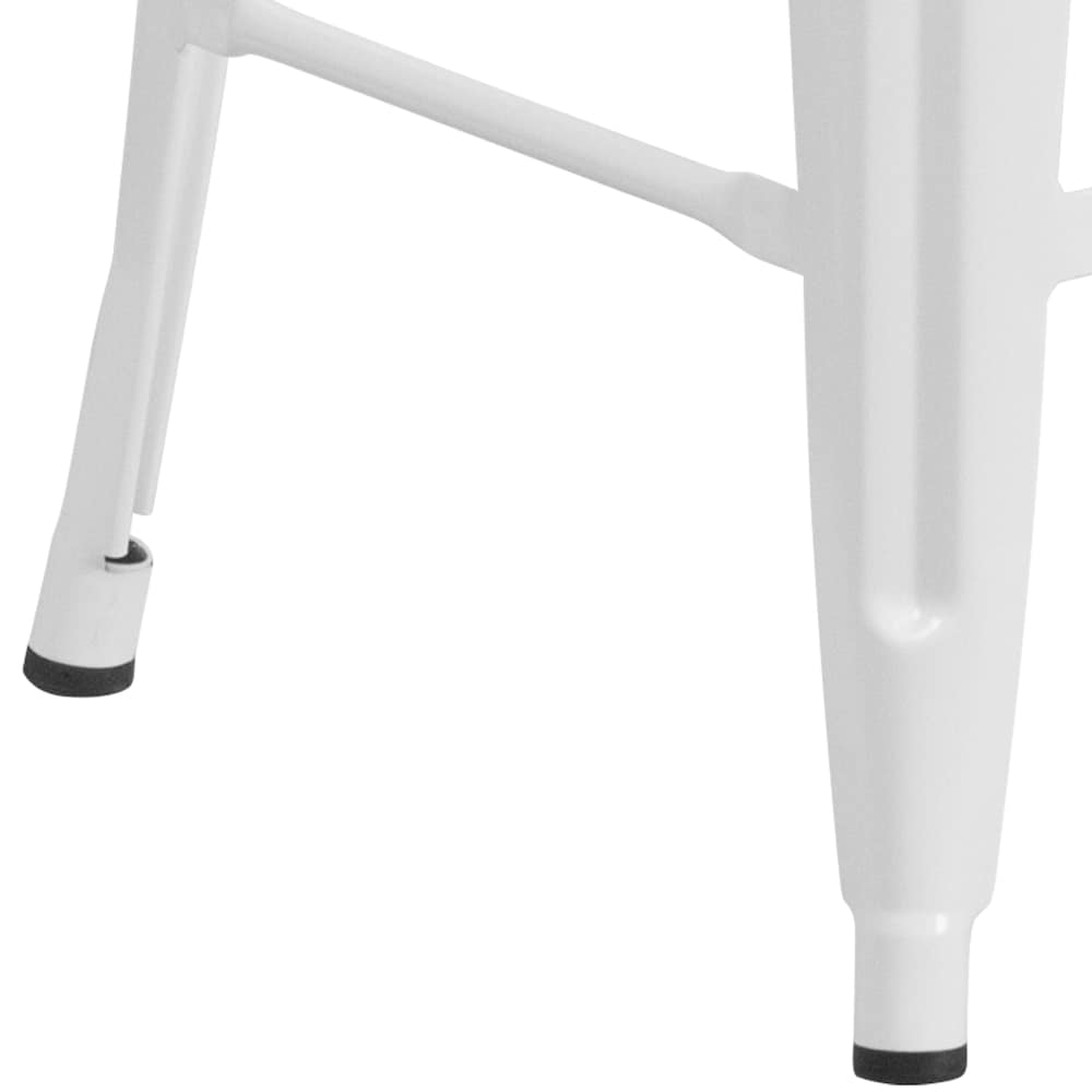 24" White No Back Metal Stool