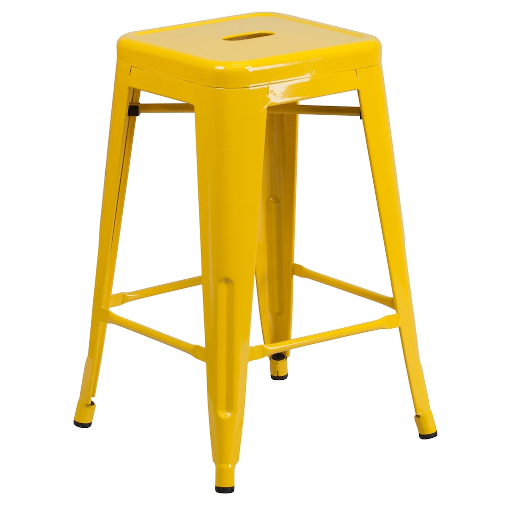 24" Yell No Back Metal Stool