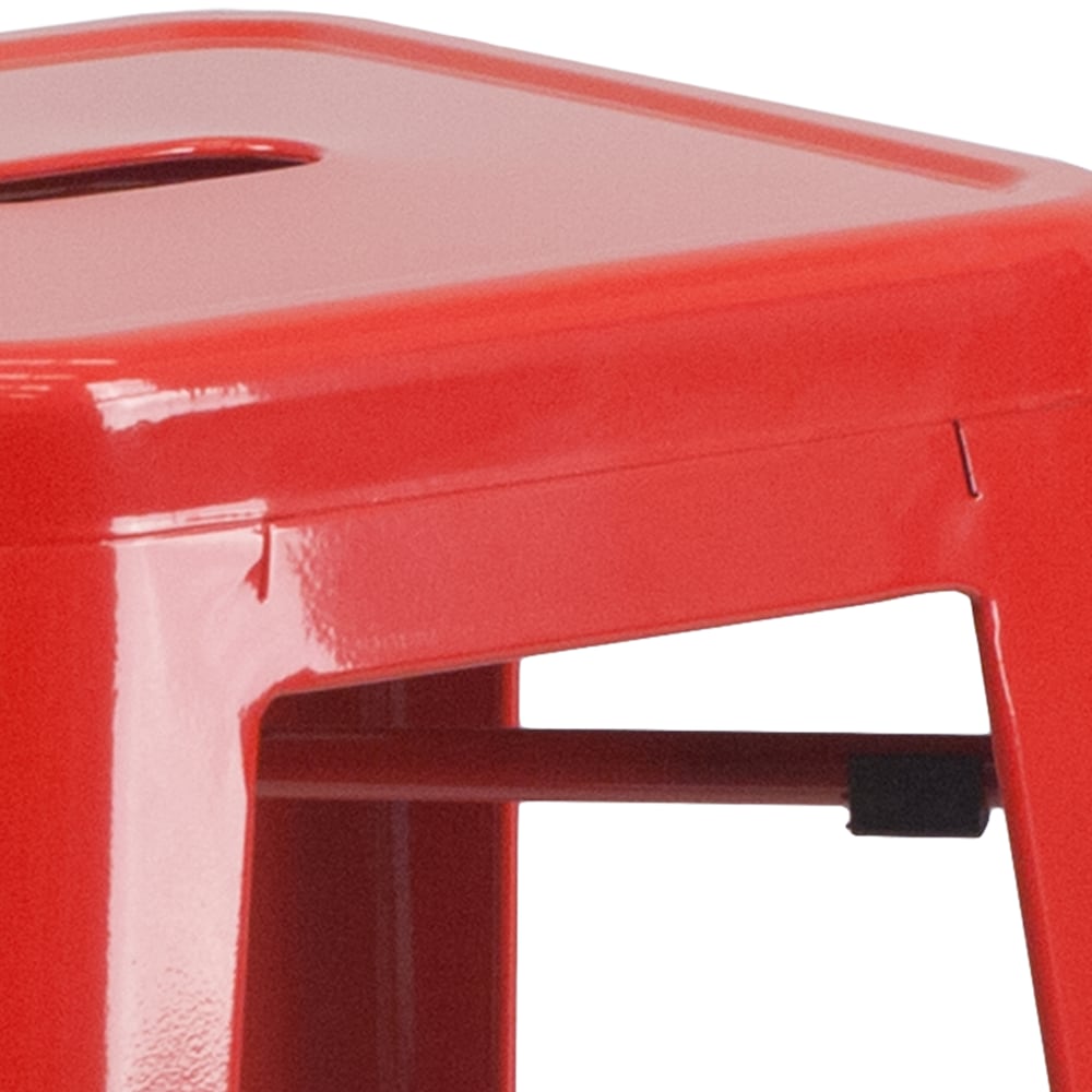 30" Red No Back Metal Stool