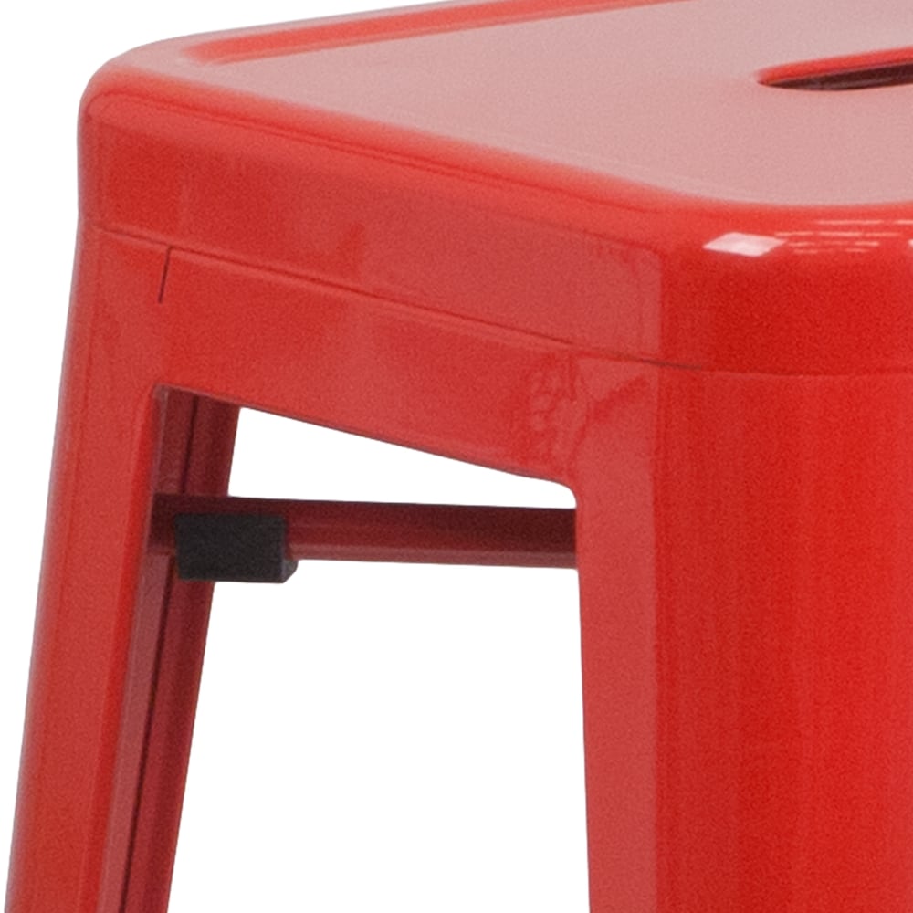 30" Red No Back Metal Stool