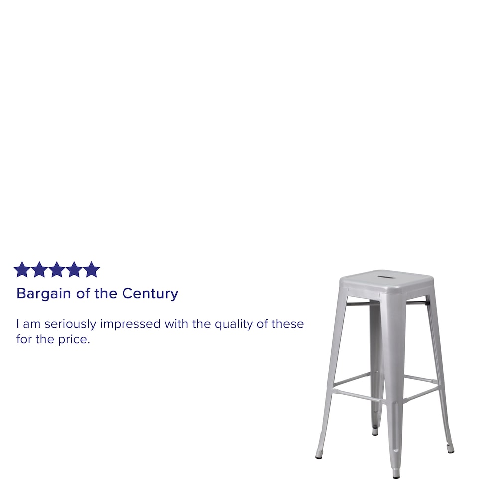 30" Silver No Back Metal Stool