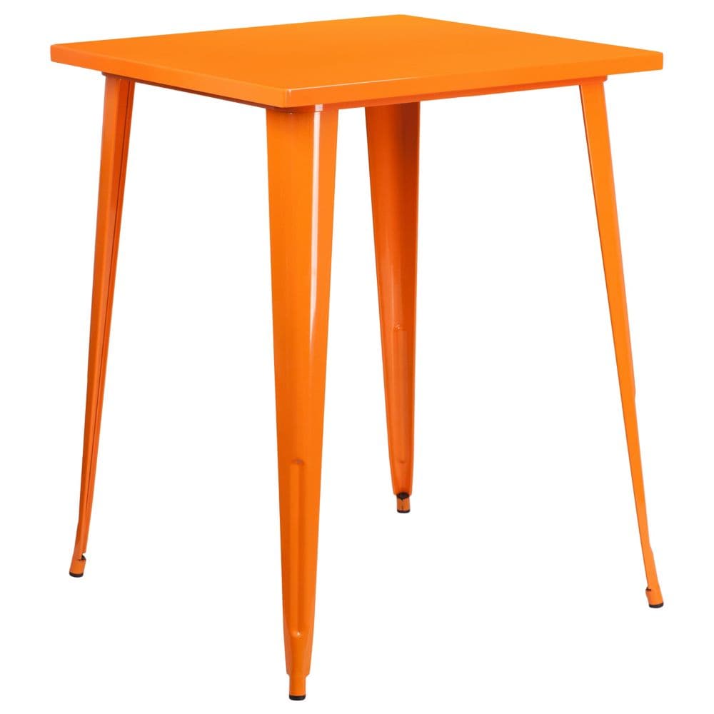 31.5SQ Orange Metal Bar Table