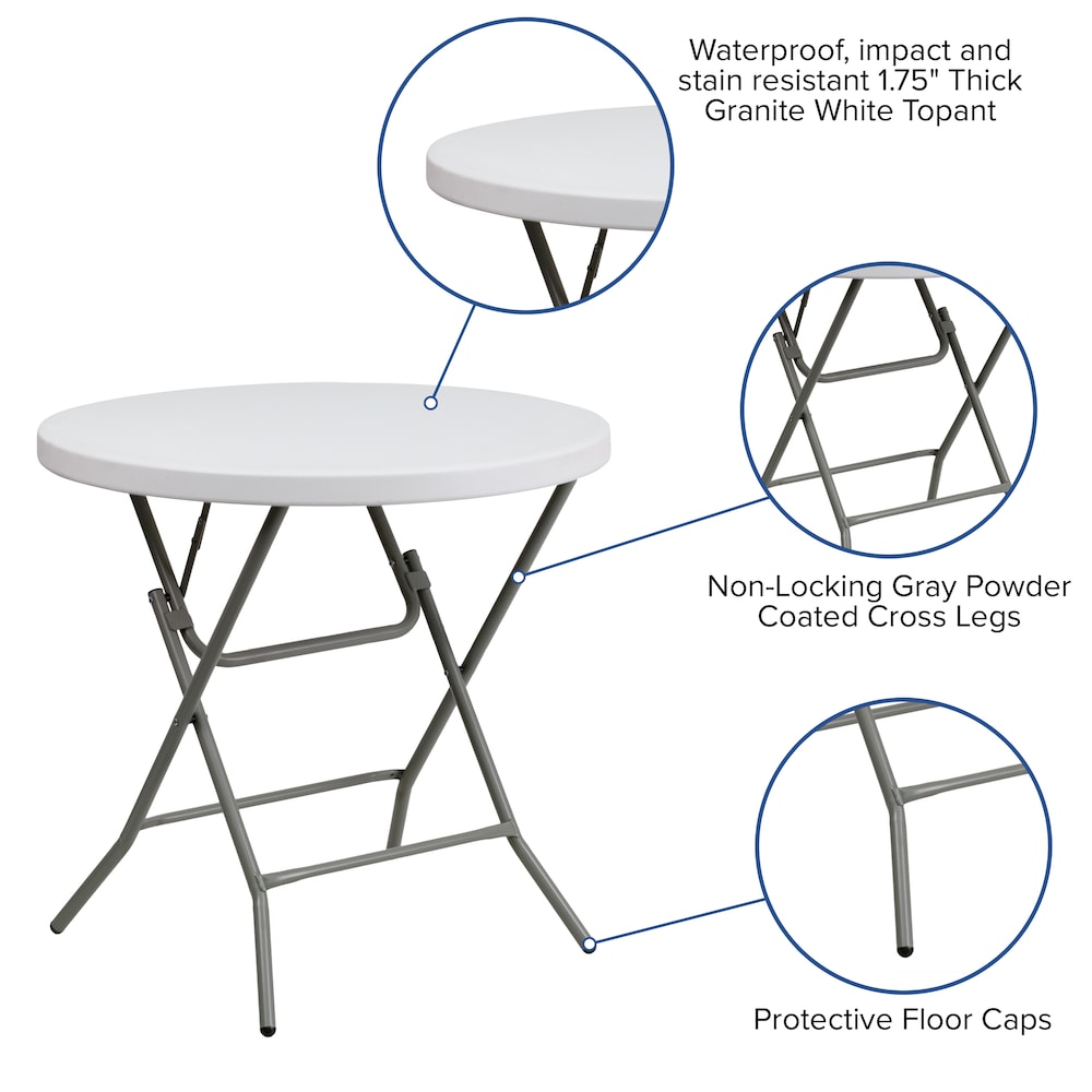 32RD White Plastic Fold Table