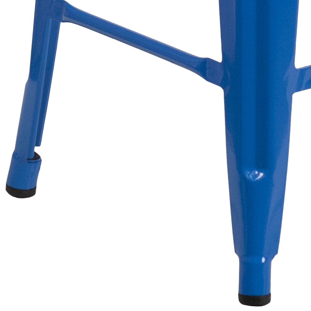 24" Blue No Back Metal Stool