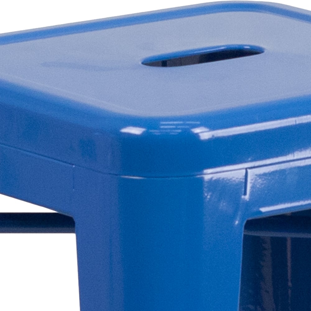 24" Blue No Back Metal Stool