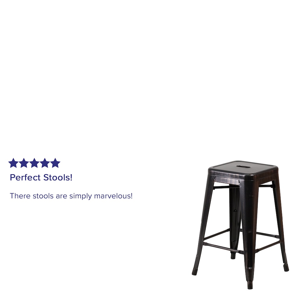 24" Black No Back Metal Stool