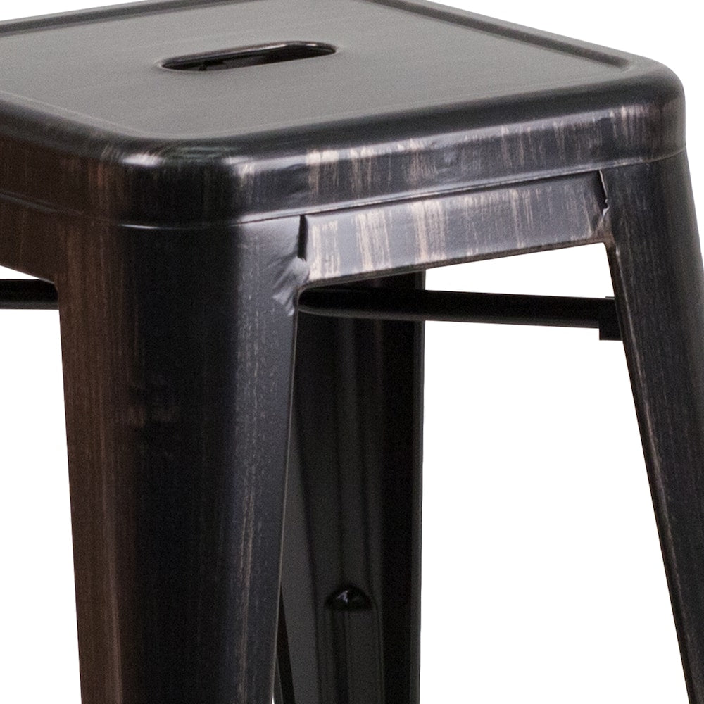 24" Black No Back Metal Stool