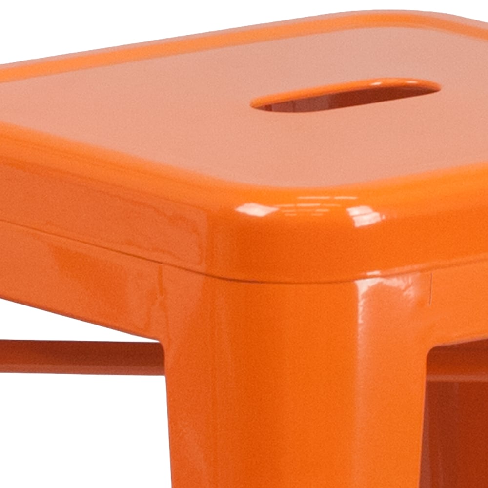 24" Orange No Back Metal Stool