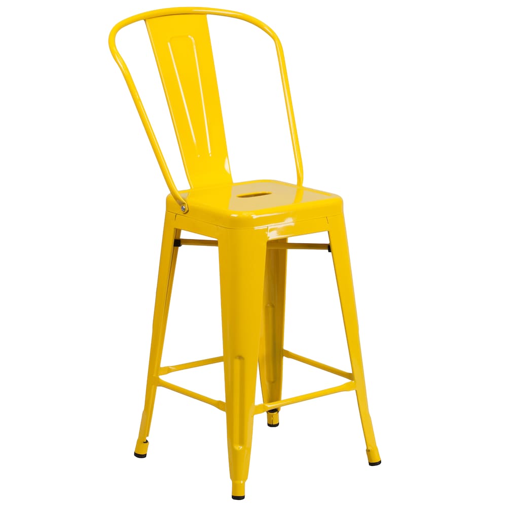 24" Yell Metal Outdoor Stool
