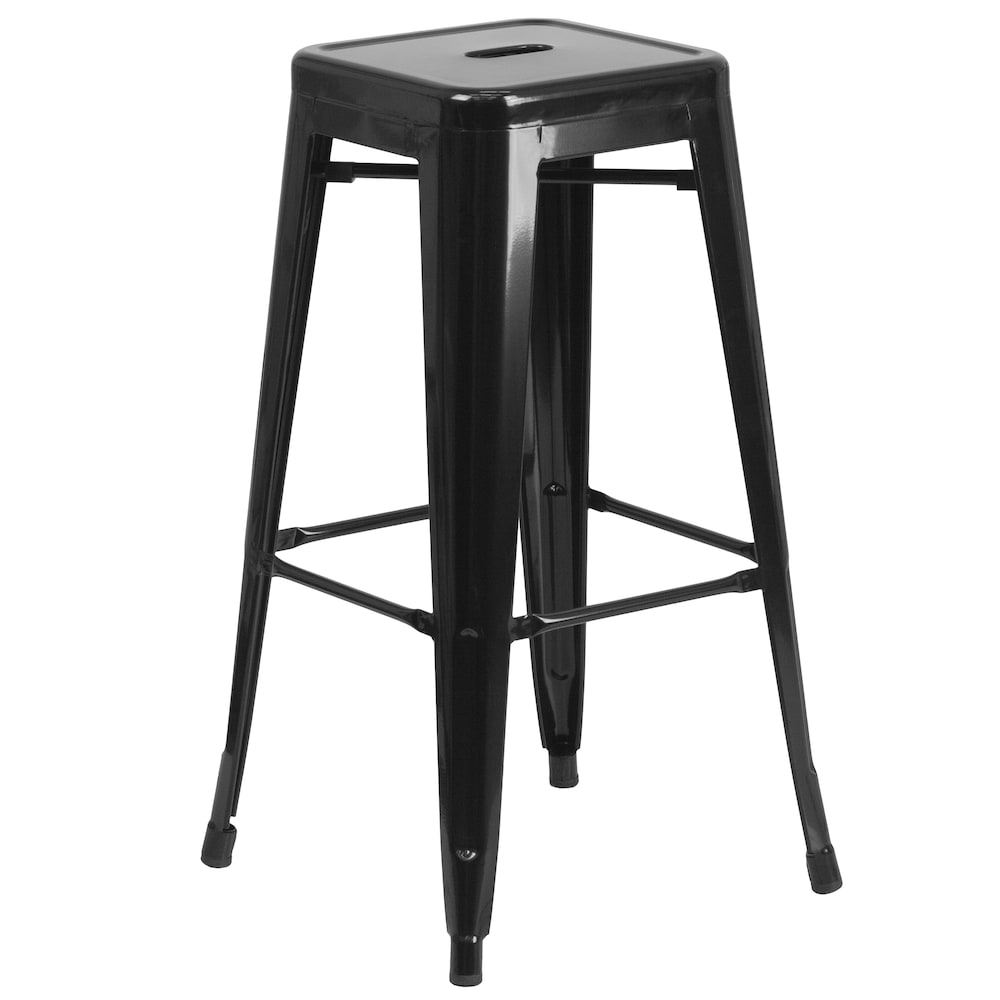 30" Black No Back Metal Stool