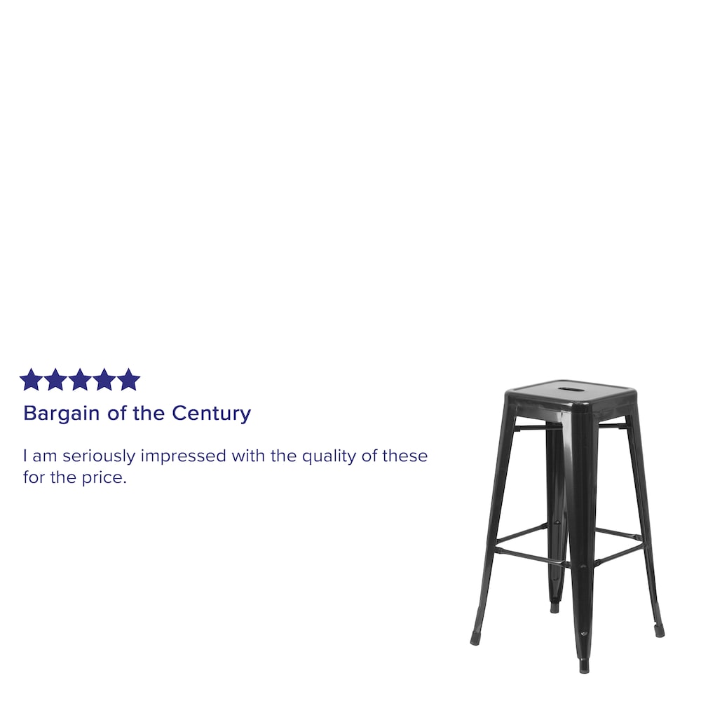 30" Black No Back Metal Stool