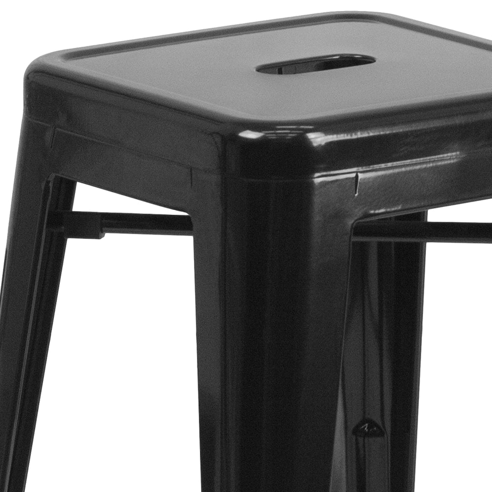 30" Black No Back Metal Stool