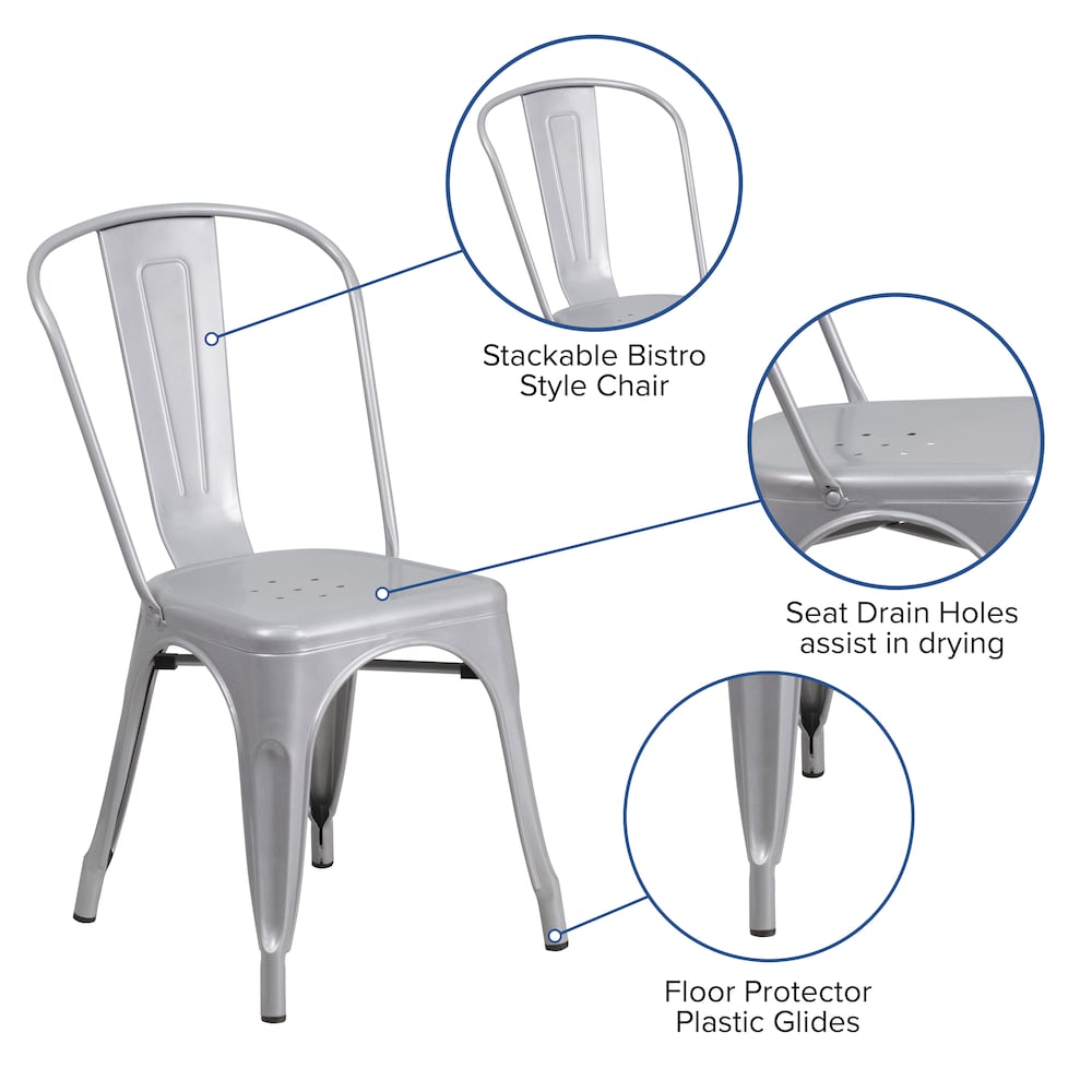 Chaise en métal argenté