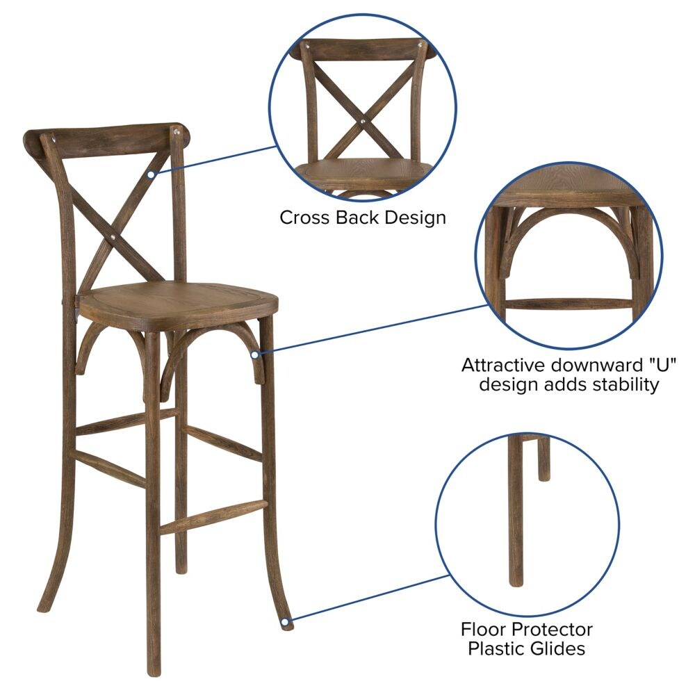 Antique Cross Back Barstool