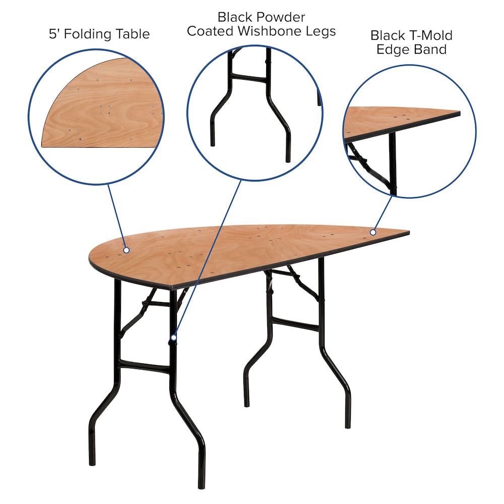 60HLF-RD Wood Fold Table