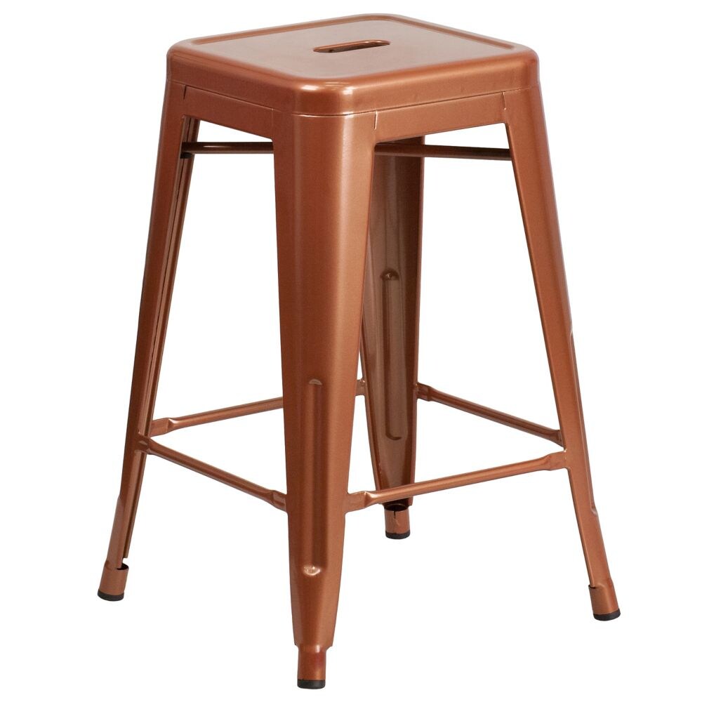 24" Copper No Back Metal Stool