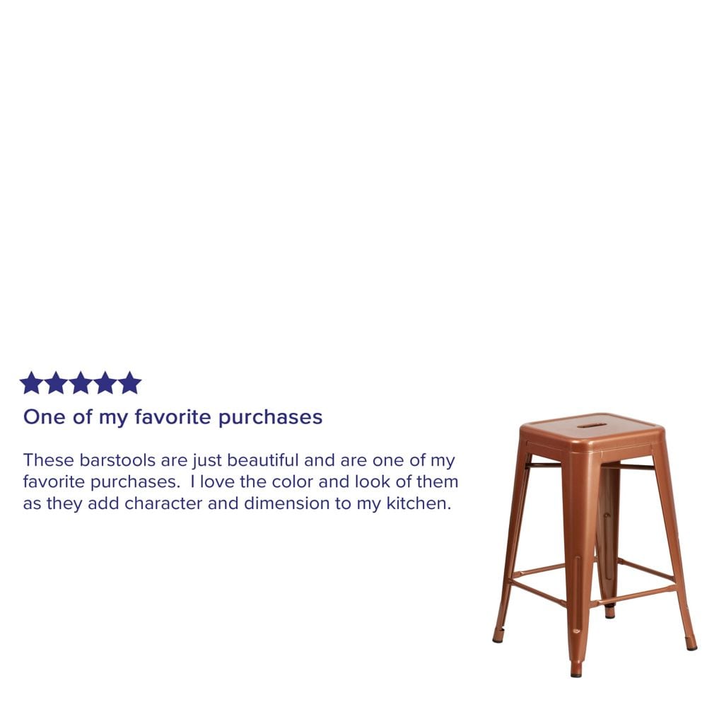 24" Copper No Back Metal Stool