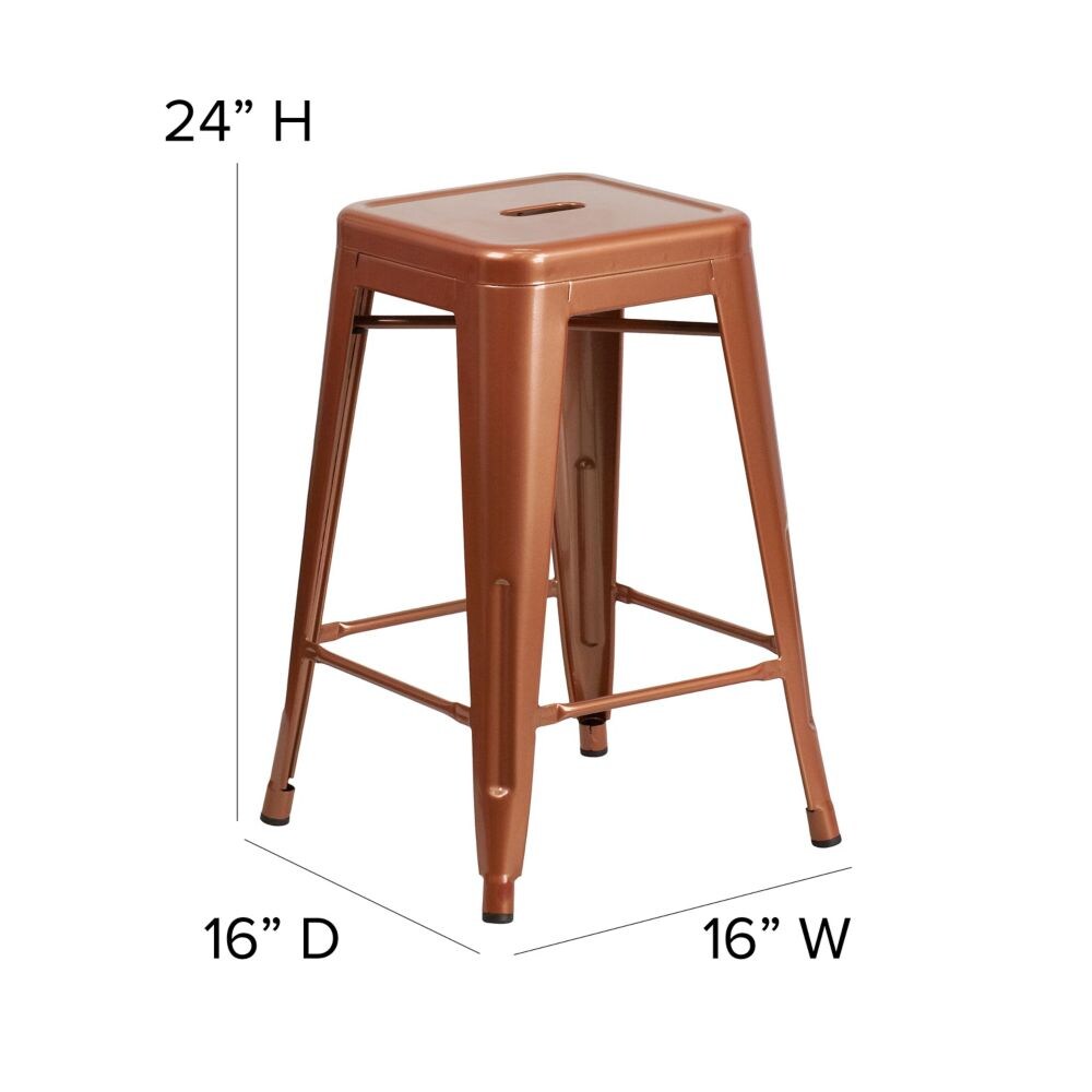 24" Copper No Back Metal Stool
