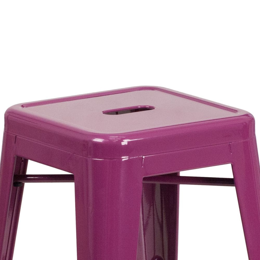 24" Purp No Back Metal Stool