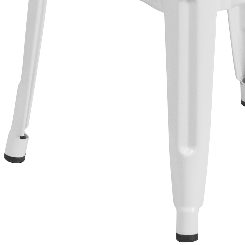 30" White No Back Metal Stool