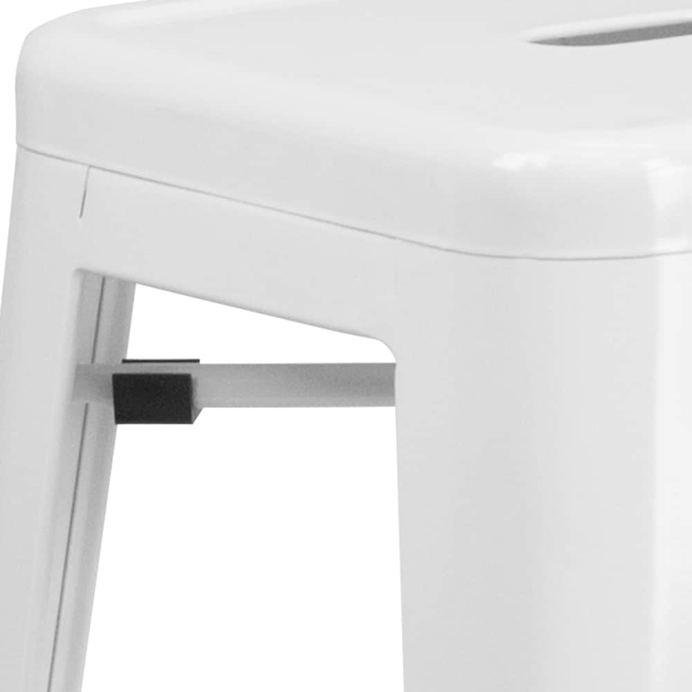 30" White No Back Metal Stool