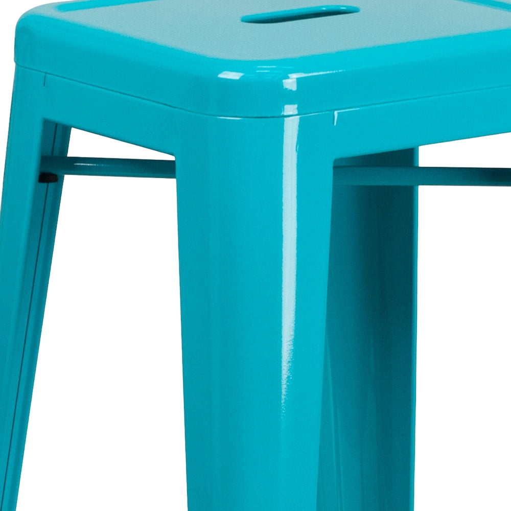 30" Teal No Back Metal Stool
