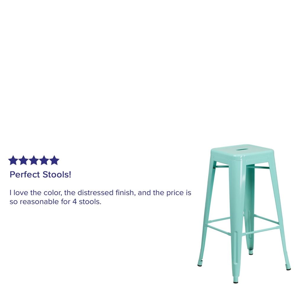 30" Mint No Back Metal Stool