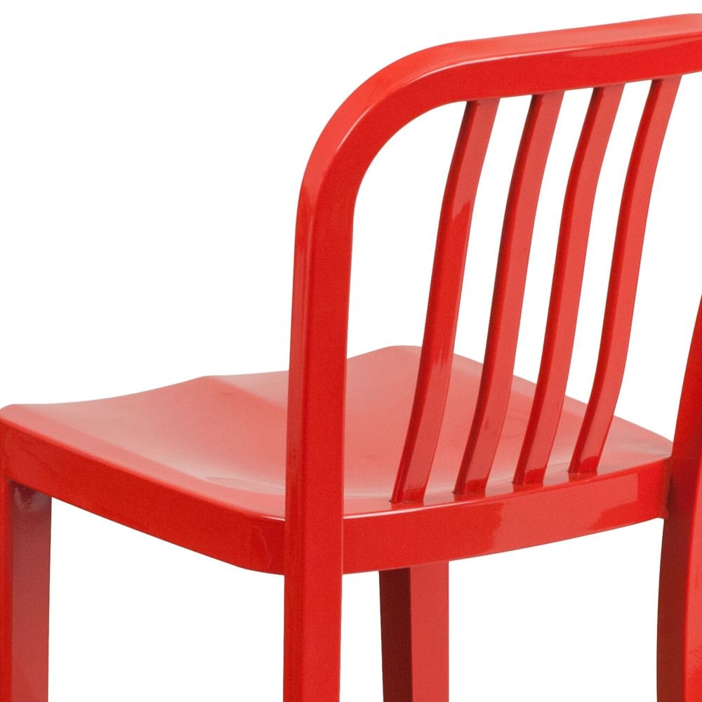 24" Red Metal Outdoor Stool