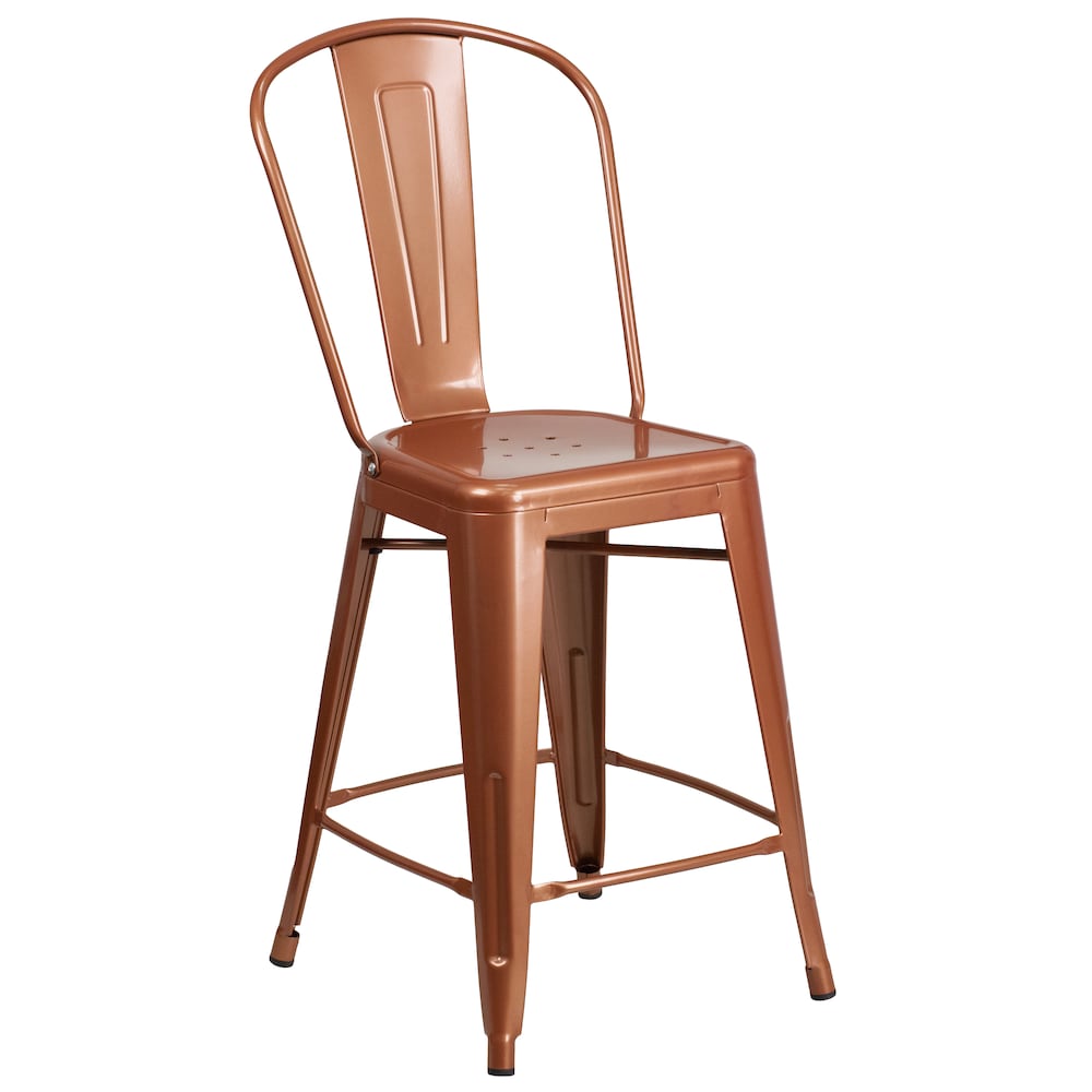 24" Copper Metal Outdoor Stool