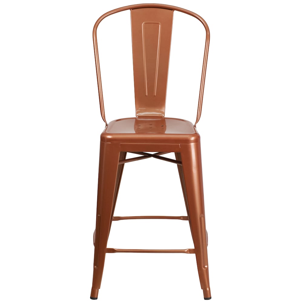 24" Copper Metal Outdoor Stool