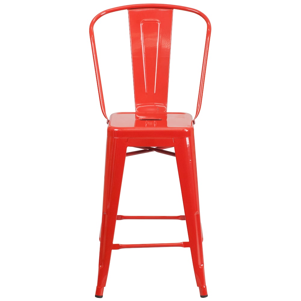 24" Red Metal Outdoor Stool