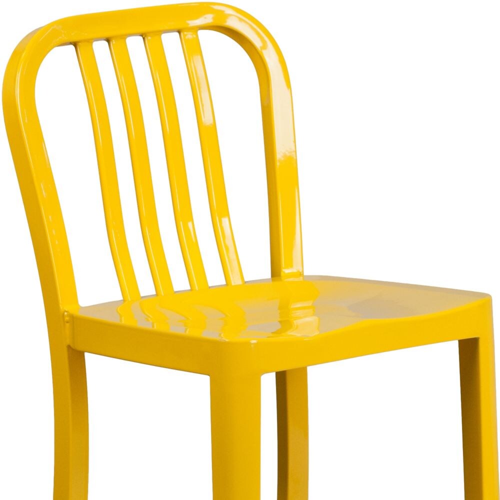 24" Yellow Metal Outdoor Stool
