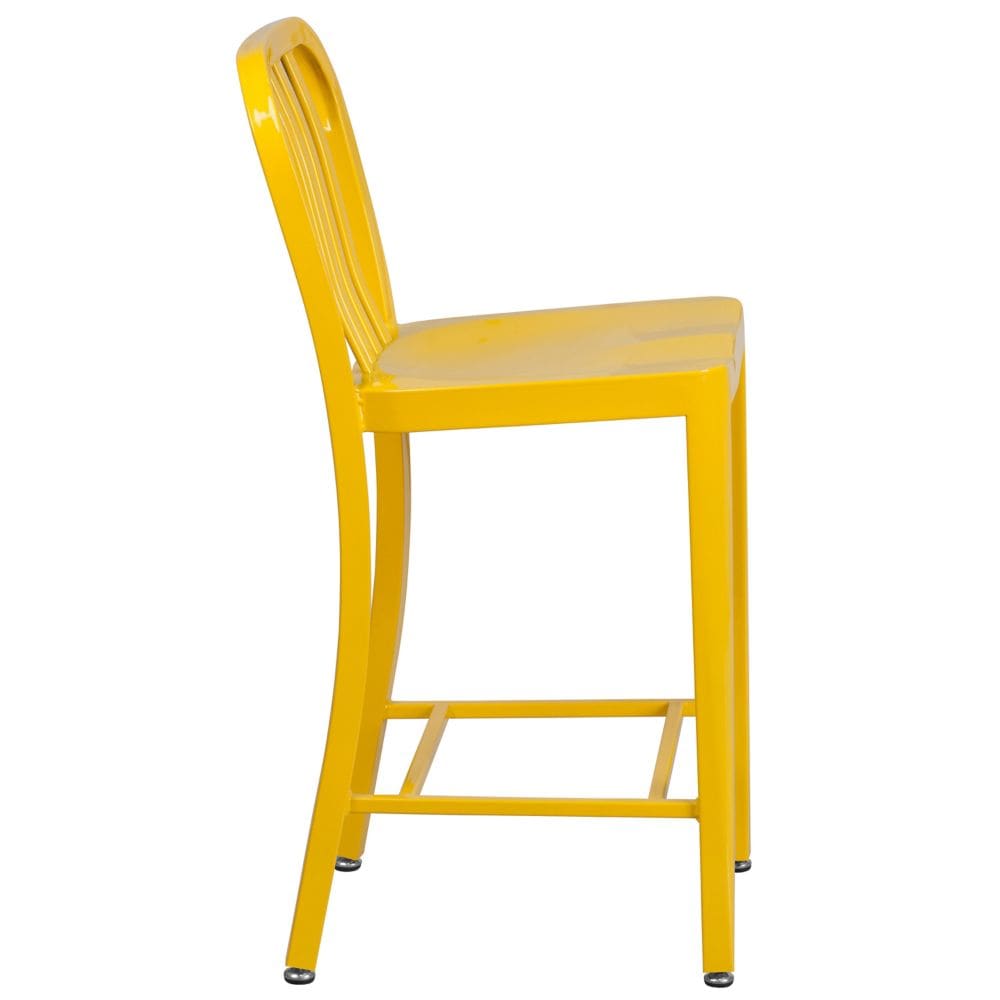 24" Yellow Metal Outdoor Stool