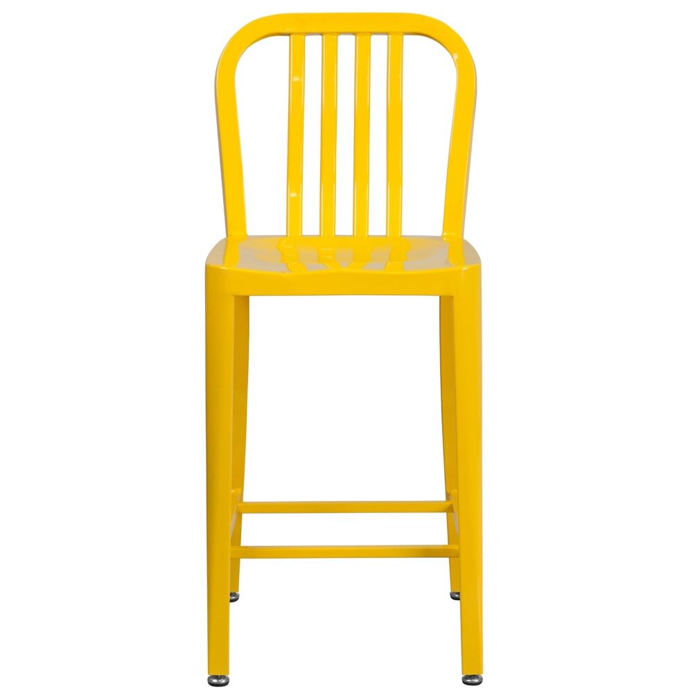 24" Yellow Metal Outdoor Stool