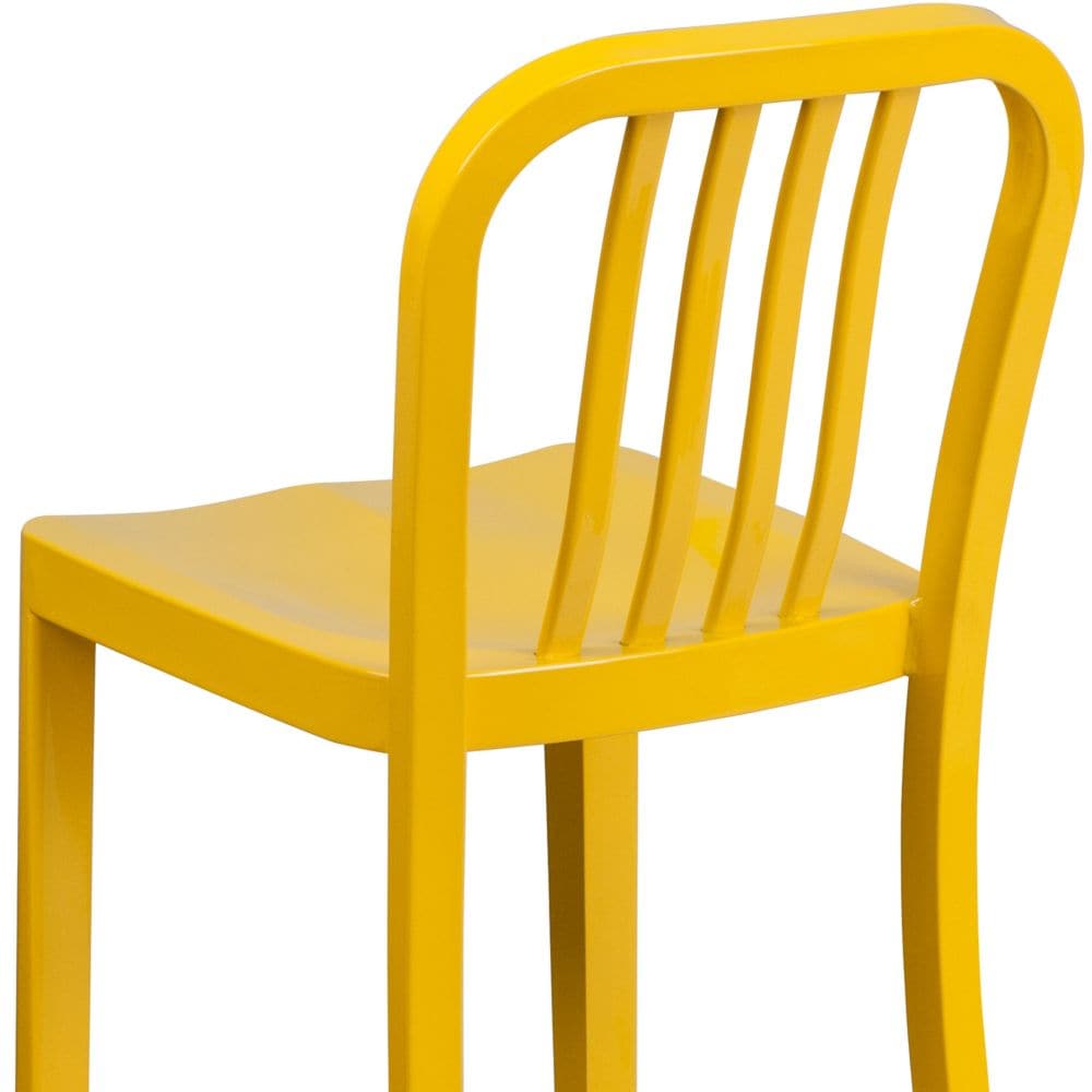24" Yellow Metal Outdoor Stool