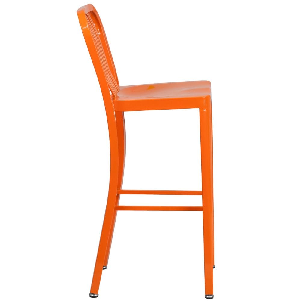 30" Orange Metal Outdoor Stool