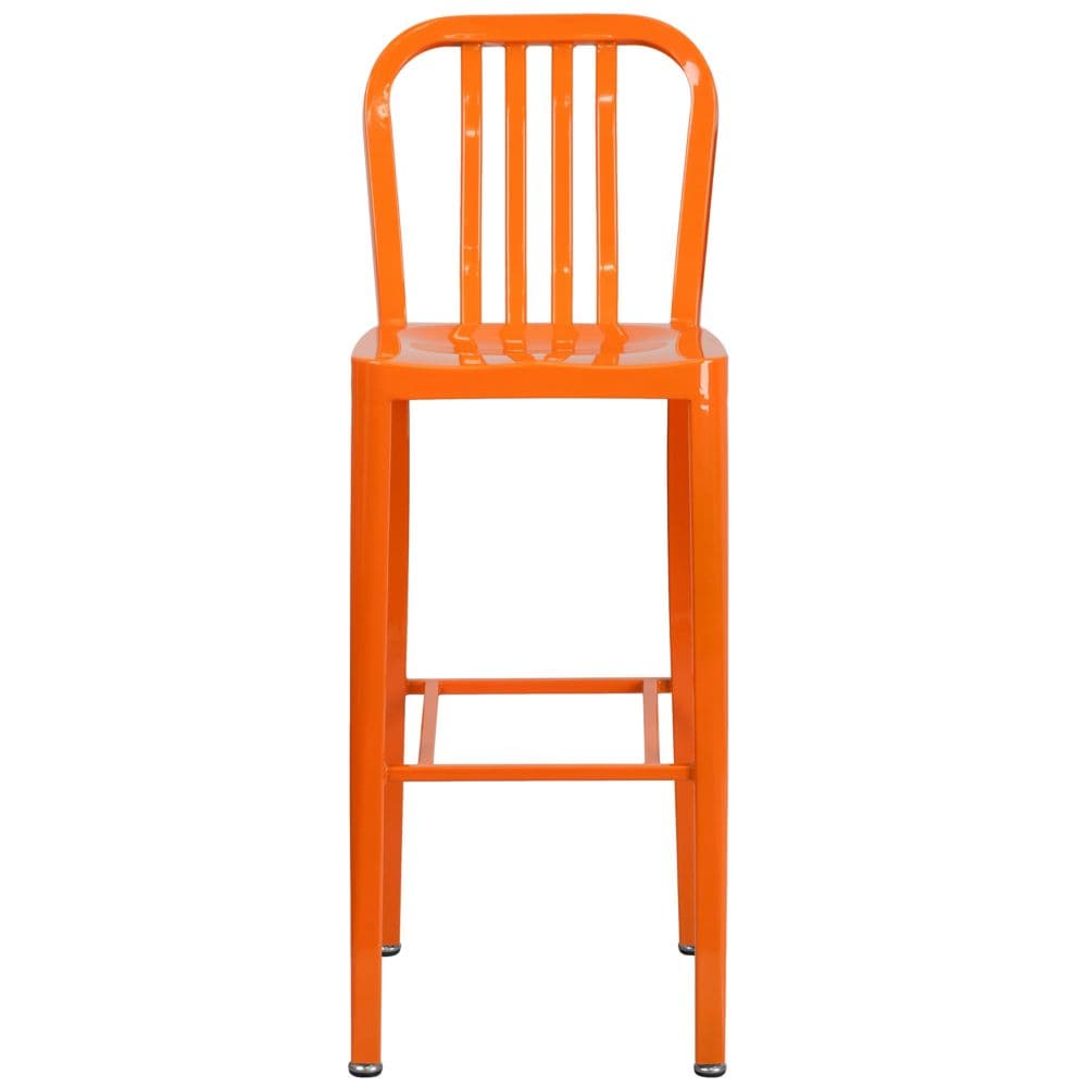 30" Orange Metal Outdoor Stool
