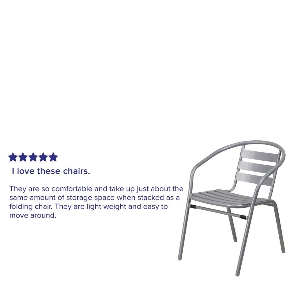 Chaise à lattes en aluminium argenté