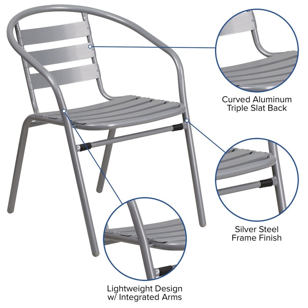 Chaise à lattes en aluminium argenté